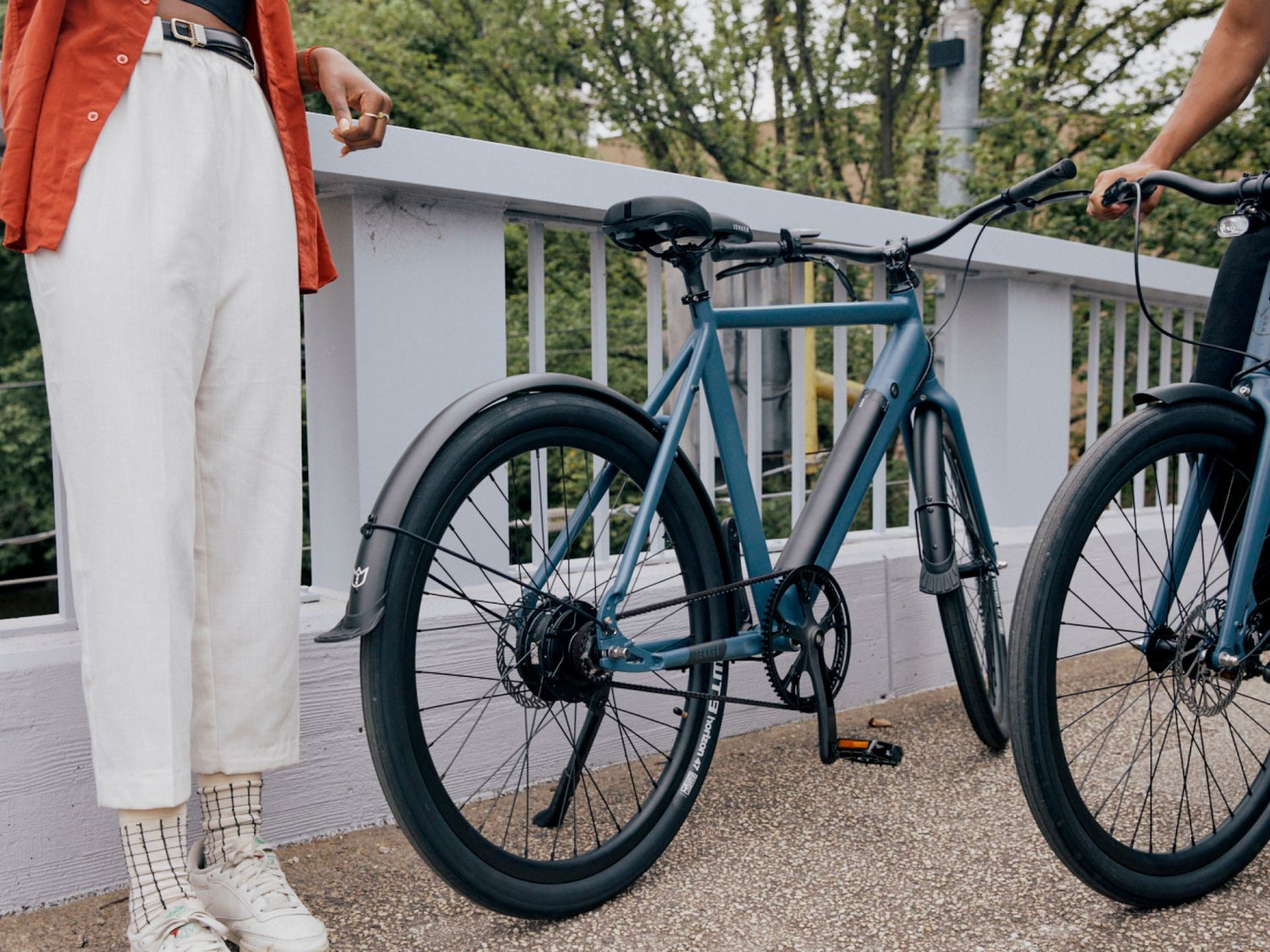 Friends in the park with Amsterdam plus commuter ebikes