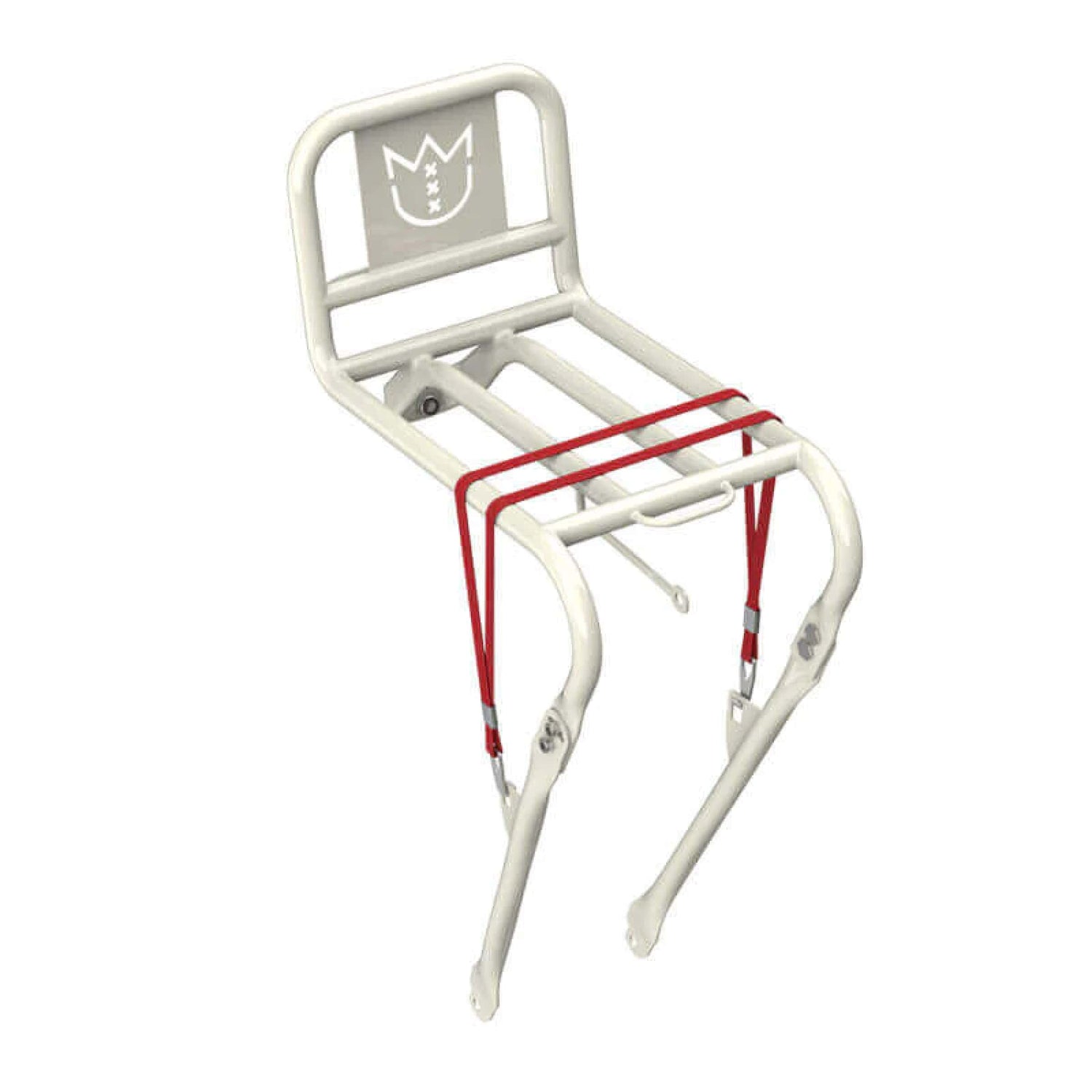 Dutch front LEKKER Bikes rack in white with bungees
